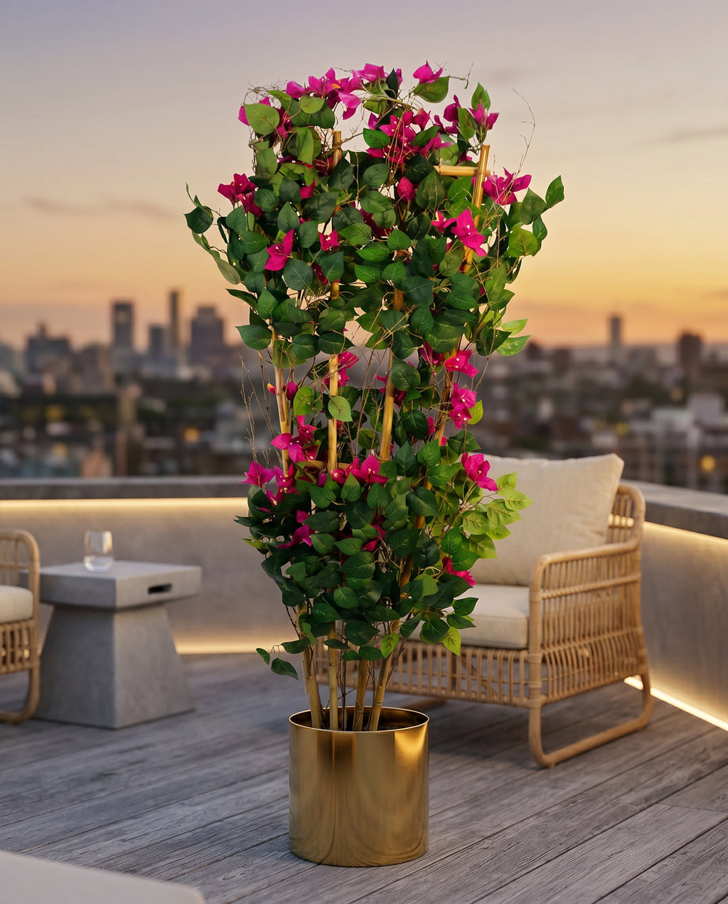 Bougainvillea Artificial Plant in a Gold Pot