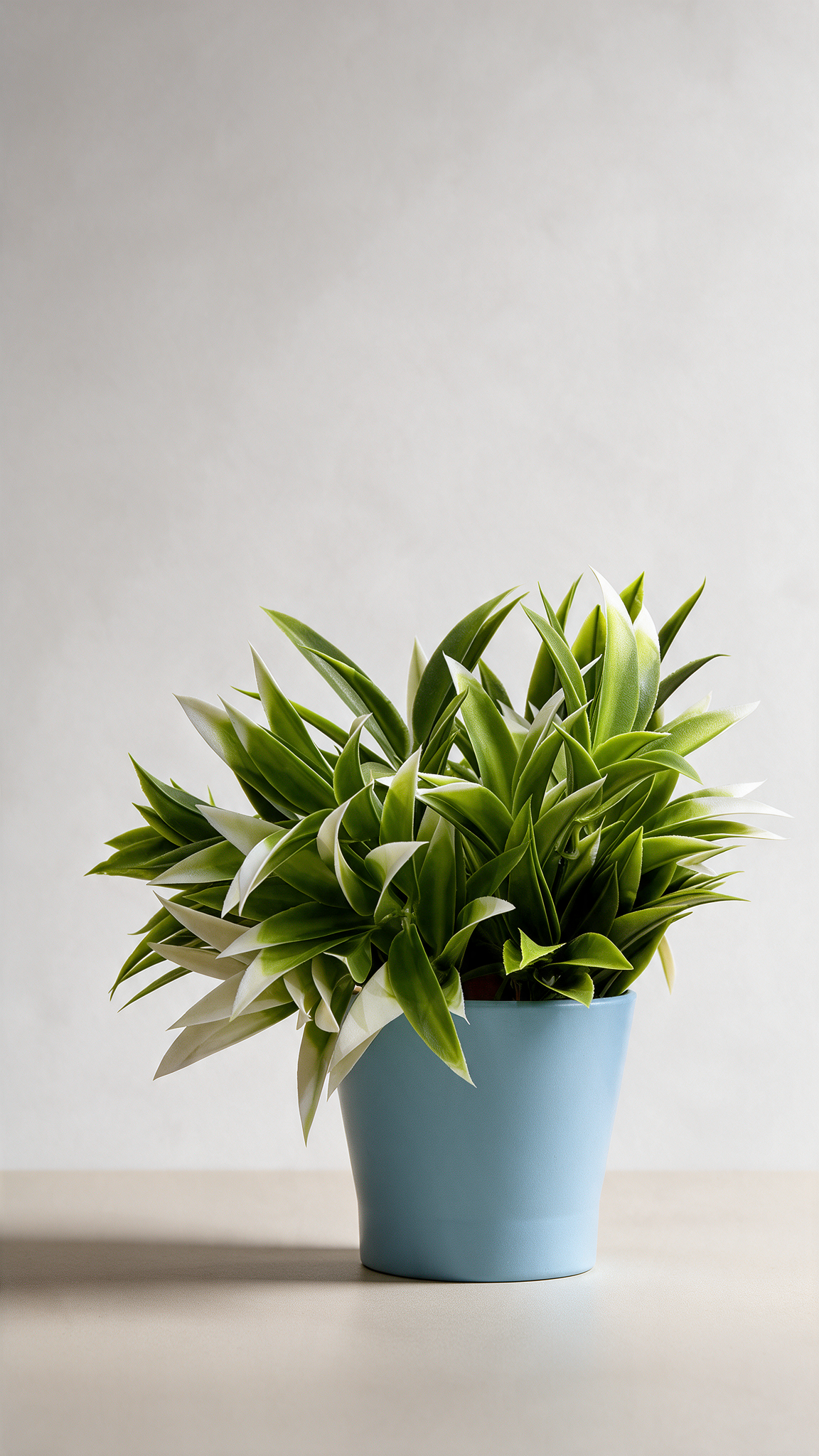 Podocorpus Ceramic Table Top Plant in a blue ceramic pot