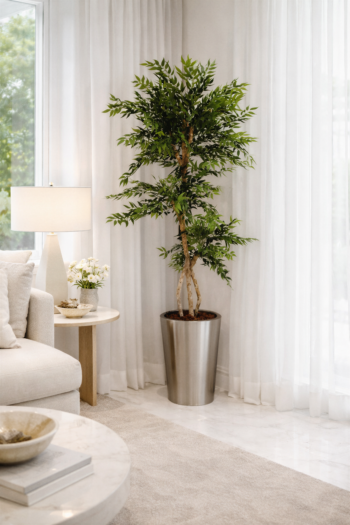 S-Ficus 180cm artificial tree with preserved natural roots by Tree of Life Kuwait, zero maintenance and realistic plant design